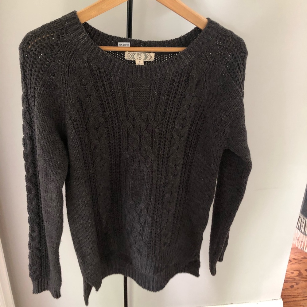 Pink Rose grey knit sweater
